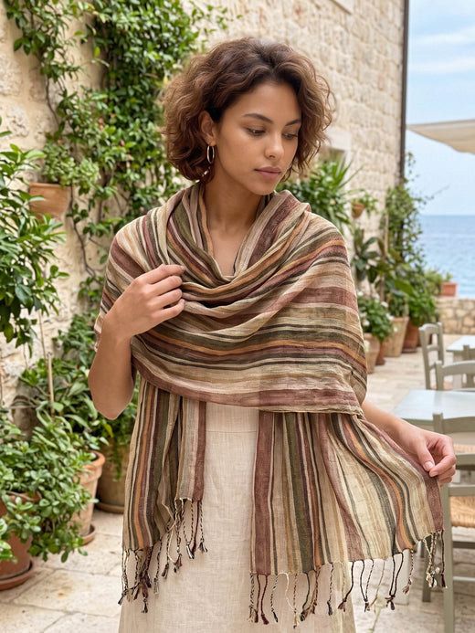 Textured Linen Lightweight Wrap Scarf