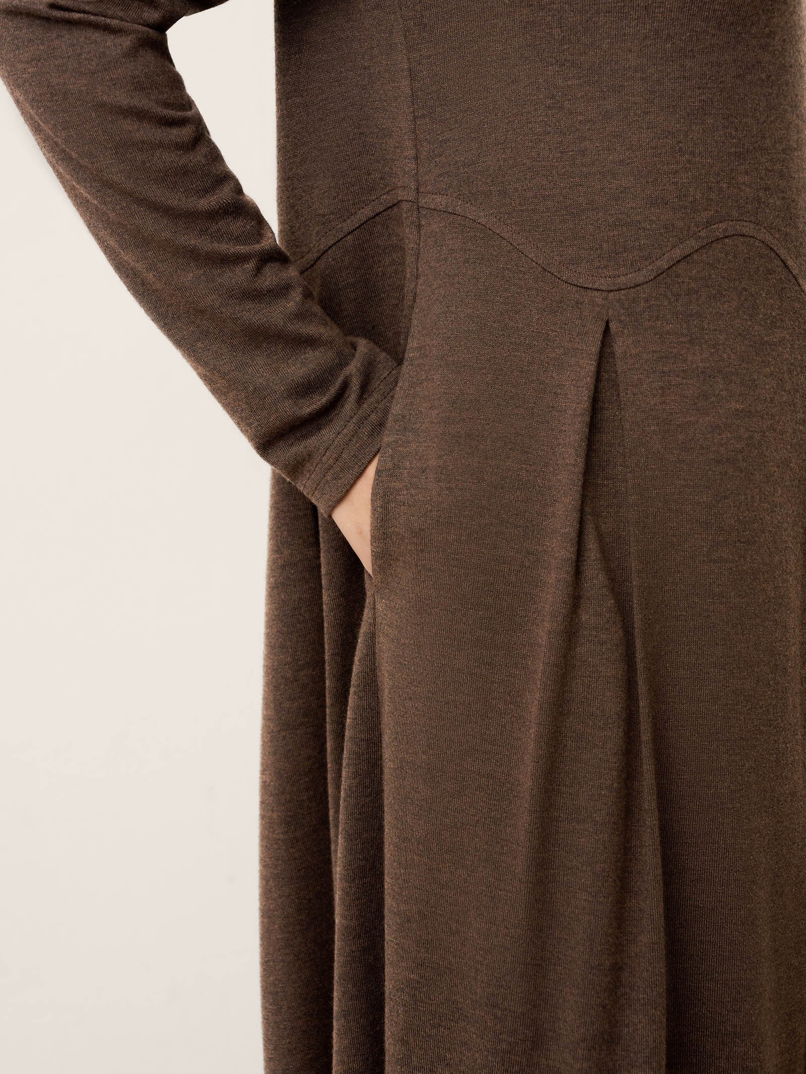 Wool Arc-Panel Sculpted Pleats Maxi Dress CALISTA