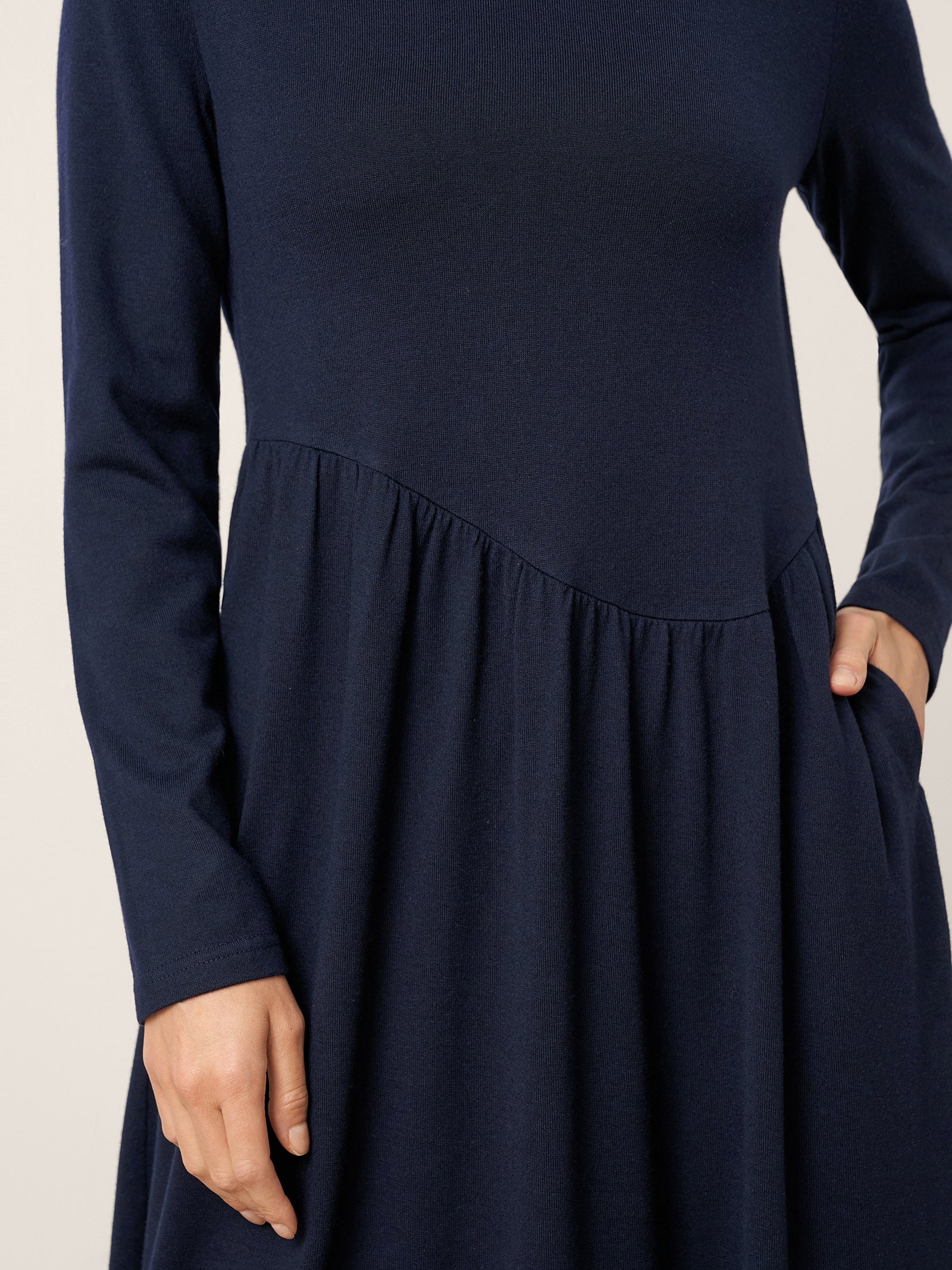 Wool Asymmetric Curved-Cut Maxi Dress CALLIE