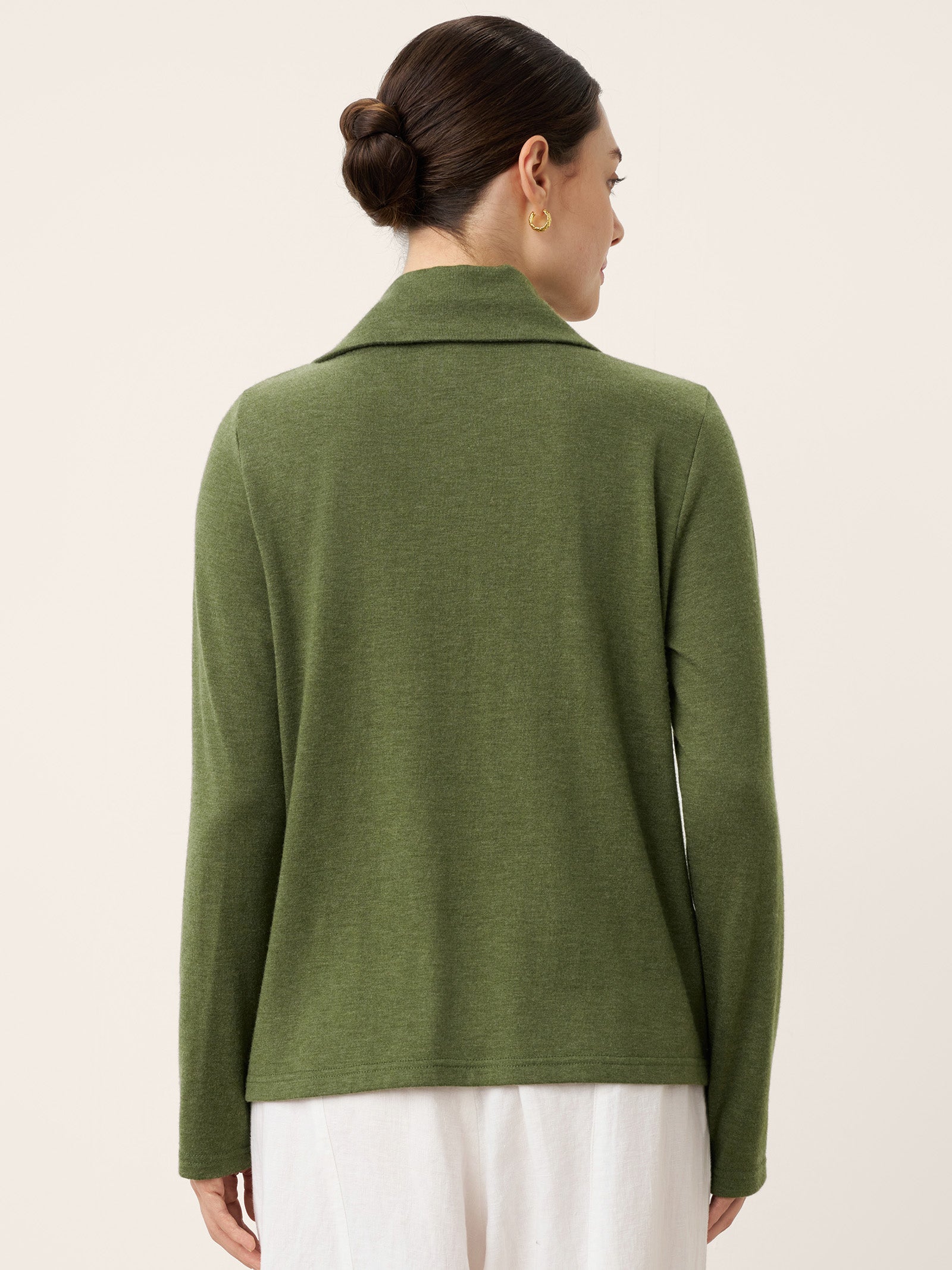 Wool Asymmetric Lapel Fruit Button Decor Top YSABEL