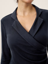 Wool Asymmetric Side Ruched Stretch Top BRIONY by LINTICO for women