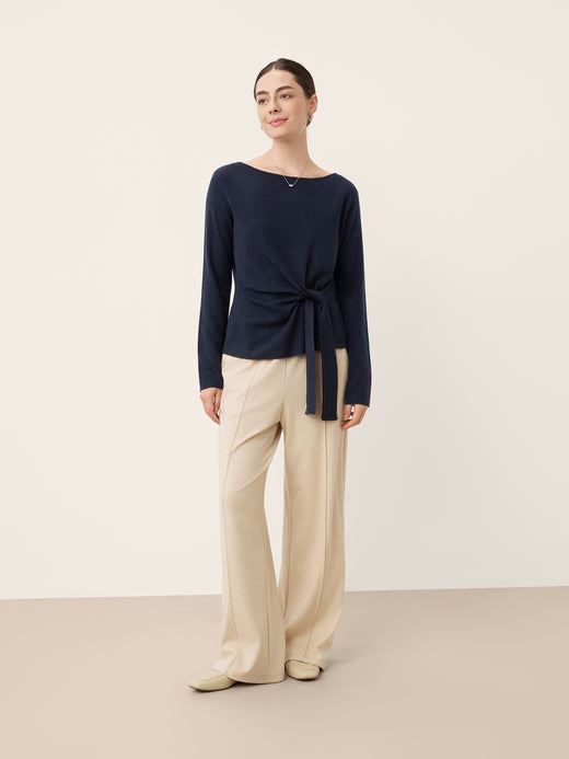 Lyocell-Blend Sculpted Pin-Tuck Drawstring Straight Trousers TAMSIN