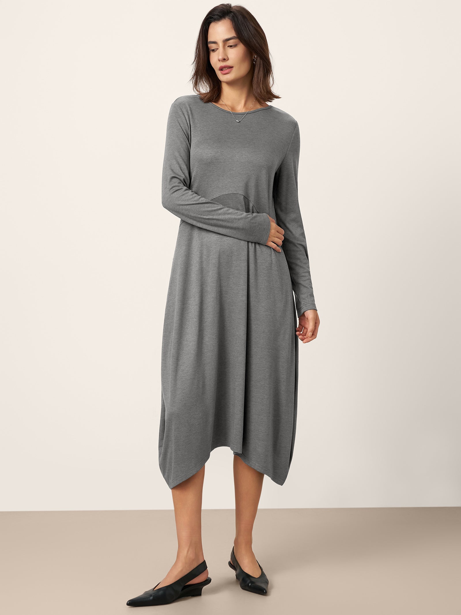 Wool Cocoon Curved Waist Mini Dress FARRAH by LINTICO for women