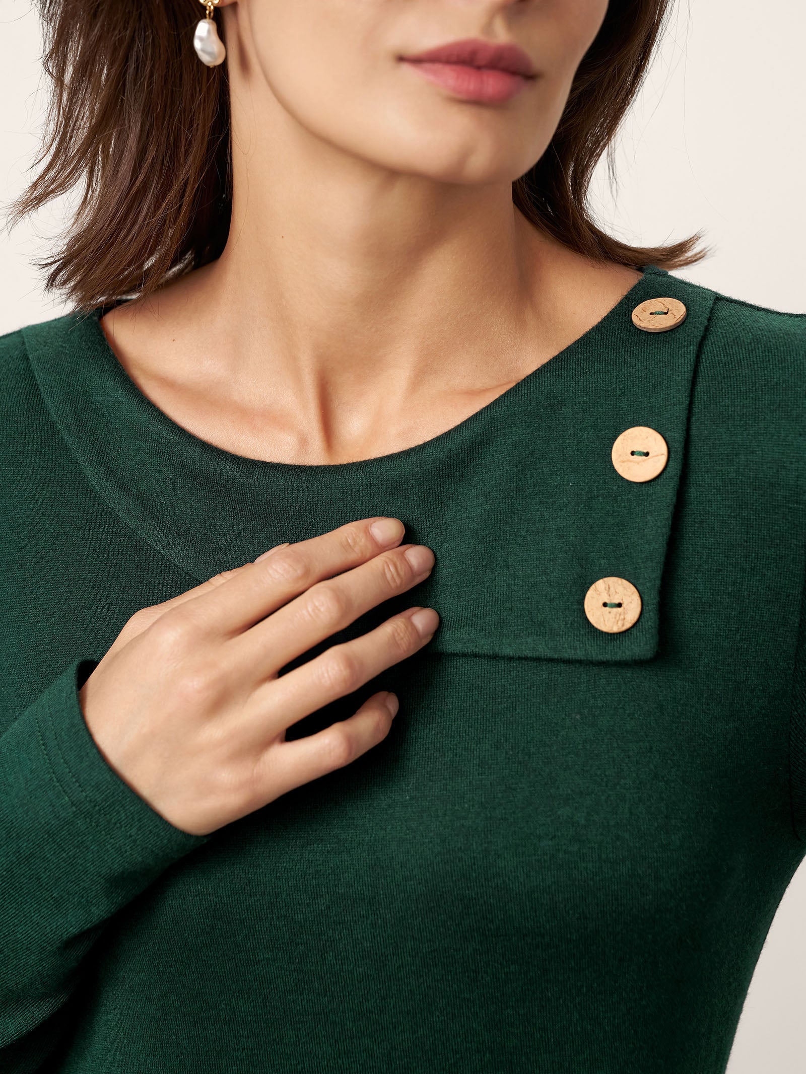 Wool Layered Neck Pleated Maxi Dress BILLIE