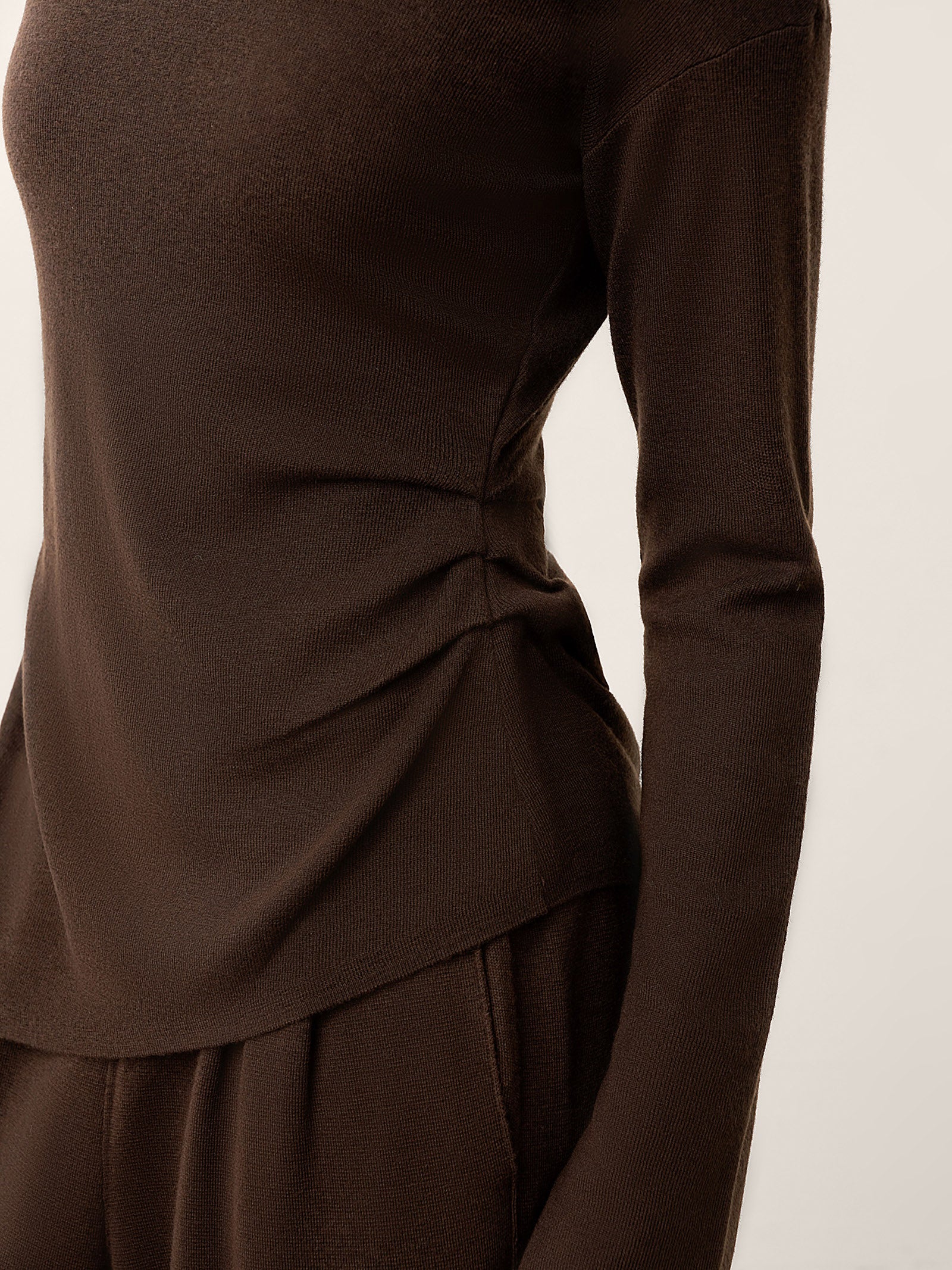 Merino Wool Off-Shoulder Asymmetric Hem Top LORELEI