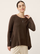 Wool Panelled Ruched Asymmetric Hem Top KALISTA by LINTICO for women