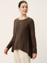 Wool Panelled Ruched Asymmetric Hem Top KALISTA by LINTICO for women