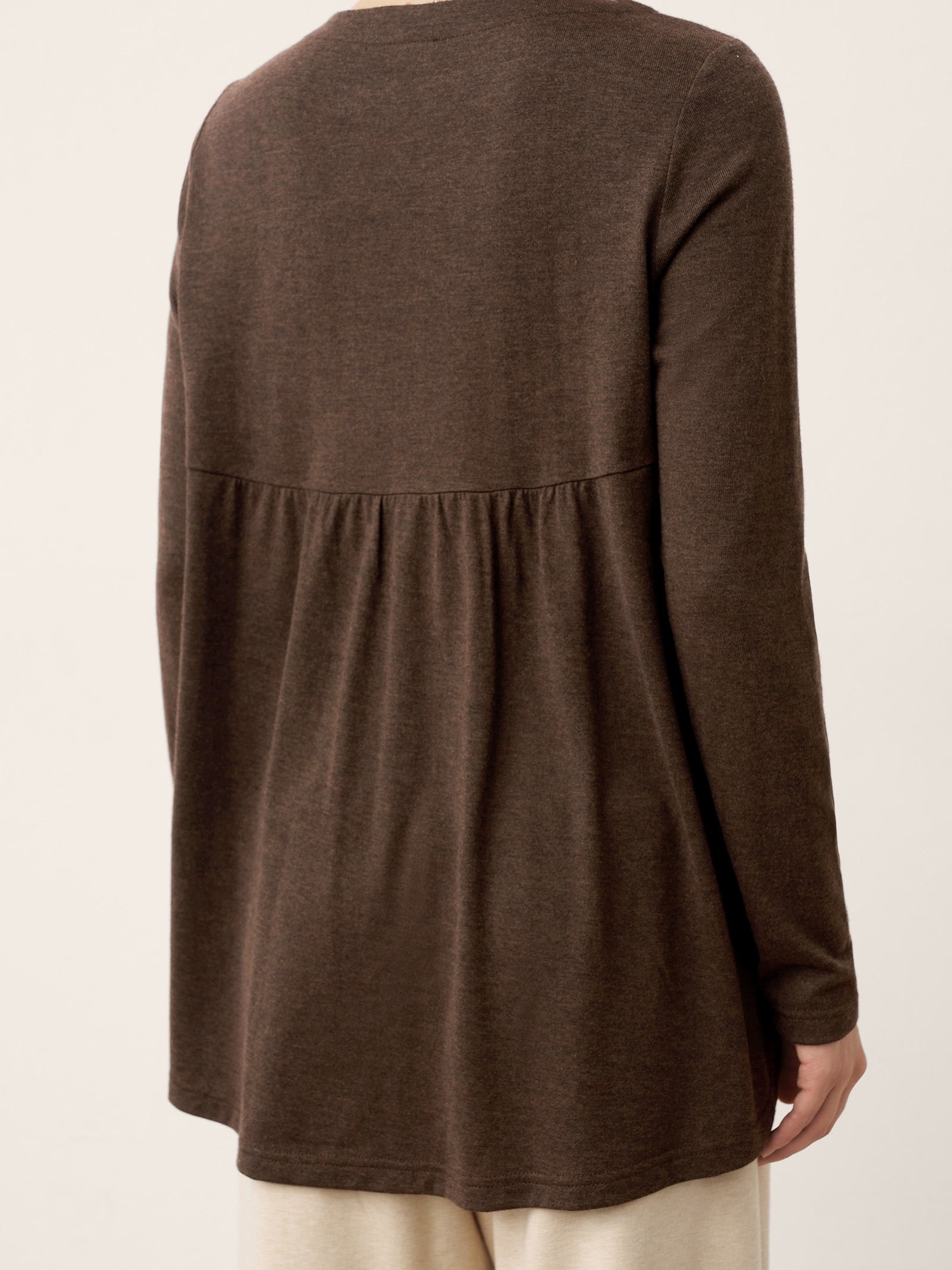 Wool Panelled Ruched Asymmetric Hem Top KALISTA