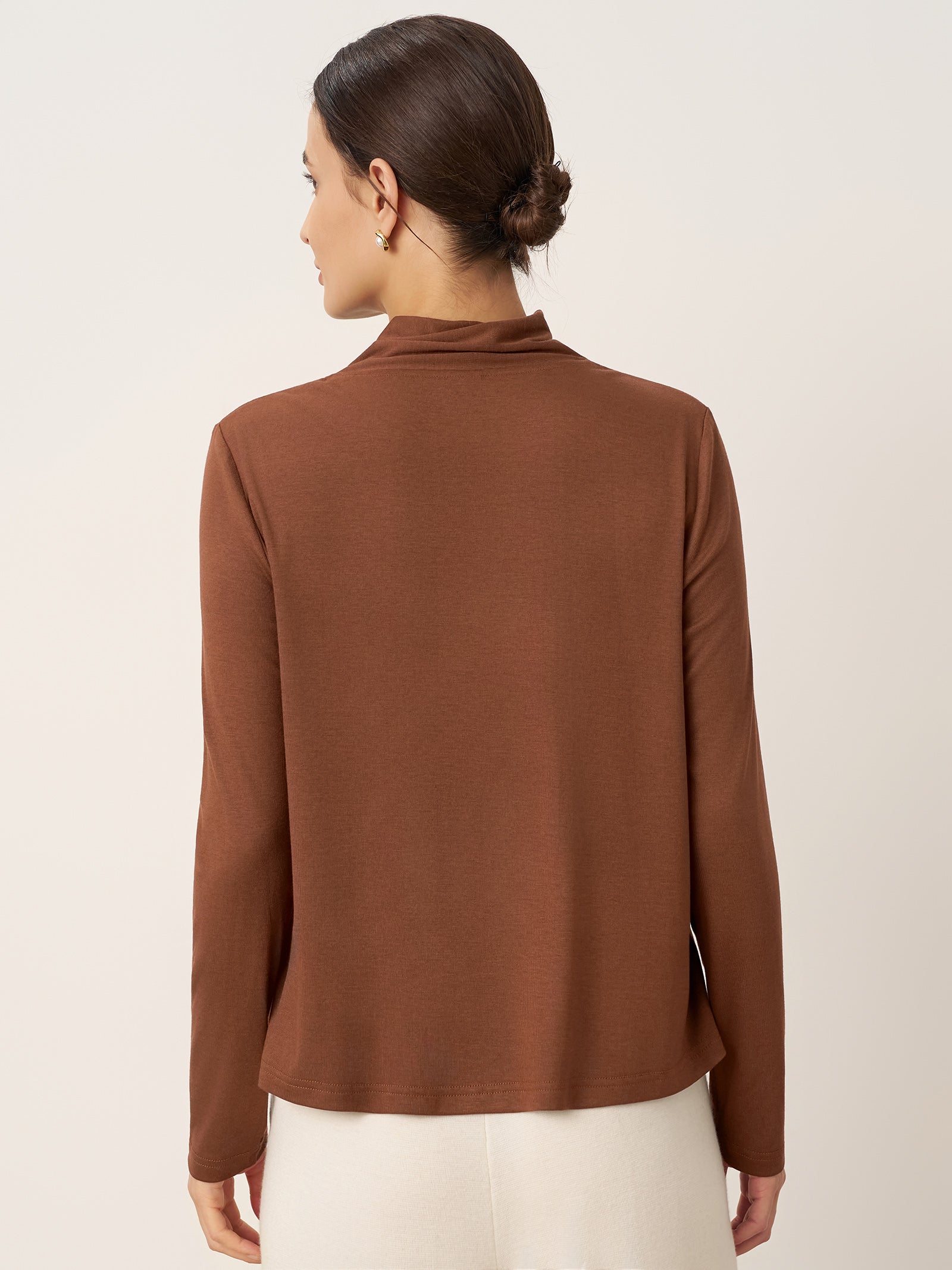 Wool Scarf Collar Long Sleeve Top ALESSIA
