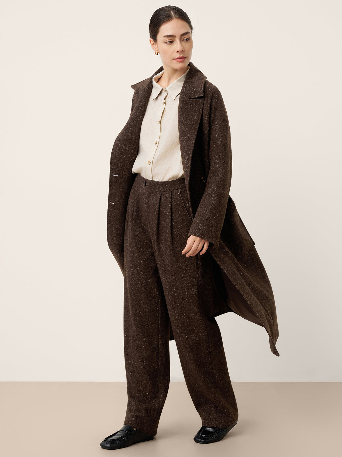 Wool Silk Double-Breasted Lapel Coat SAPPHIRE by LINTICO for women