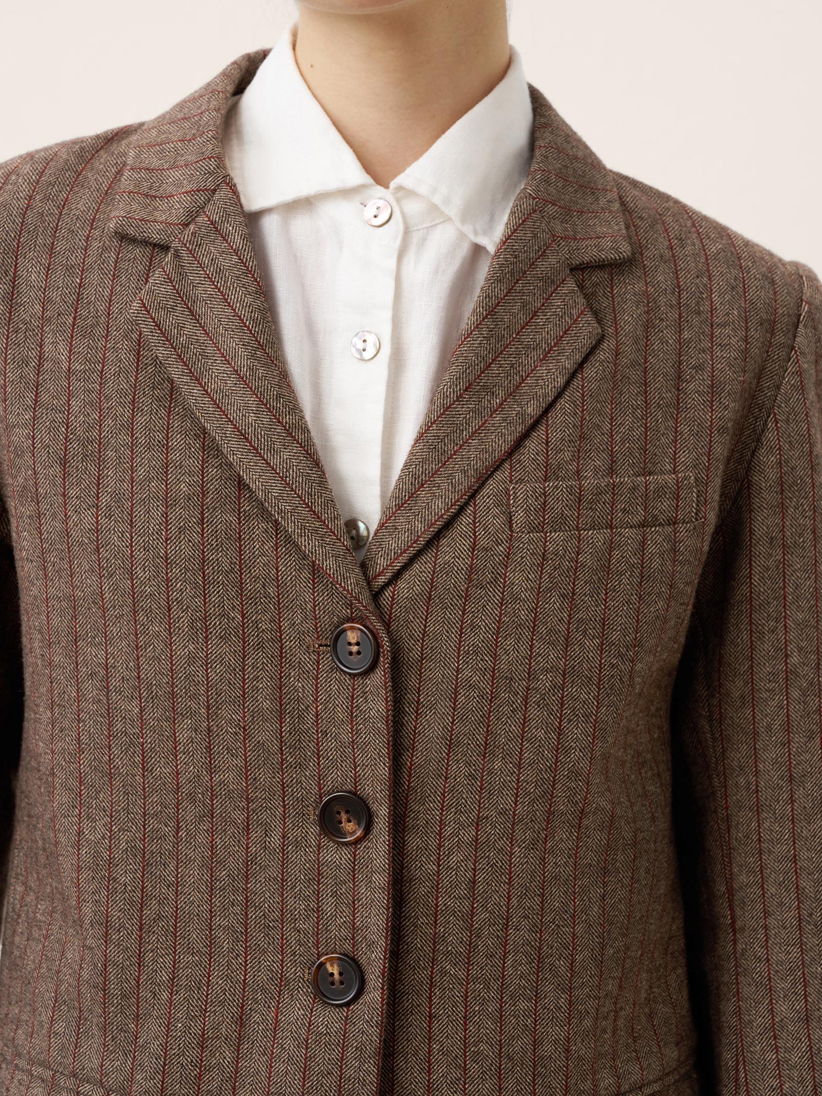 Wool Striped Notched Lapel Suit Blazer DAPHNE by LINTICO for women