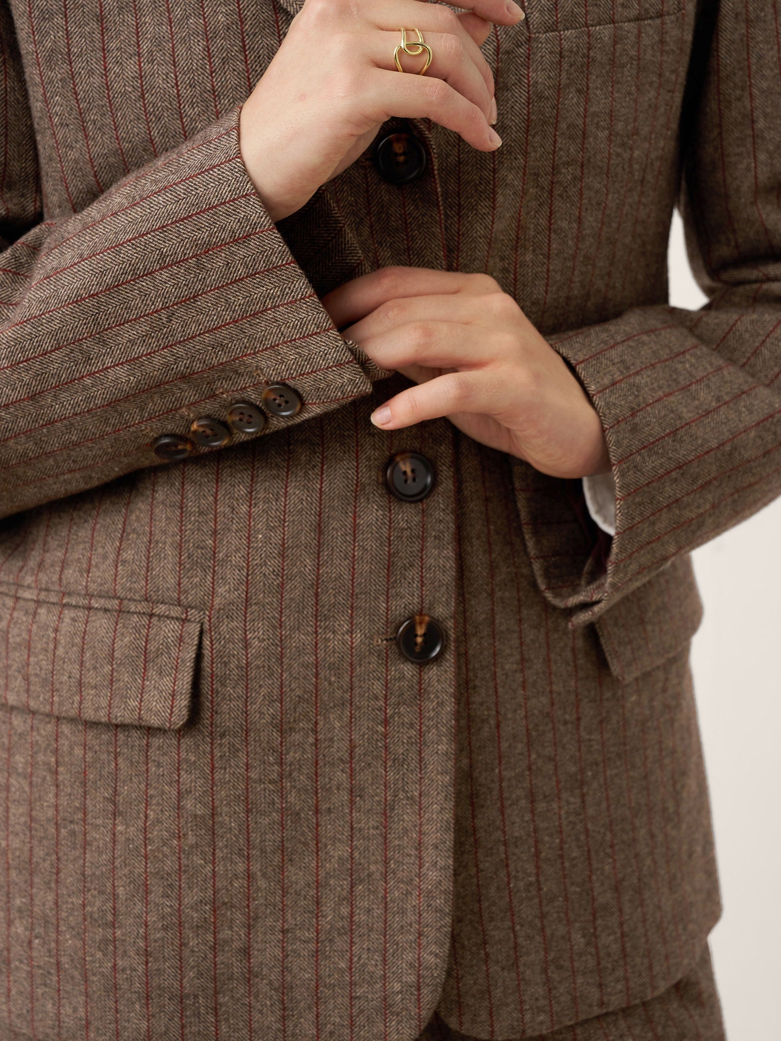 Wool Striped Notched Lapel Suit Blazer DAPHNE by LINTICO for women