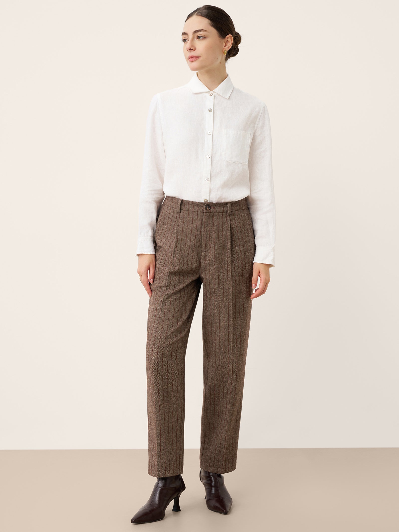 Wool Striped Tapered Tailored Trousers CASSIOPEIA by LINTICO for women