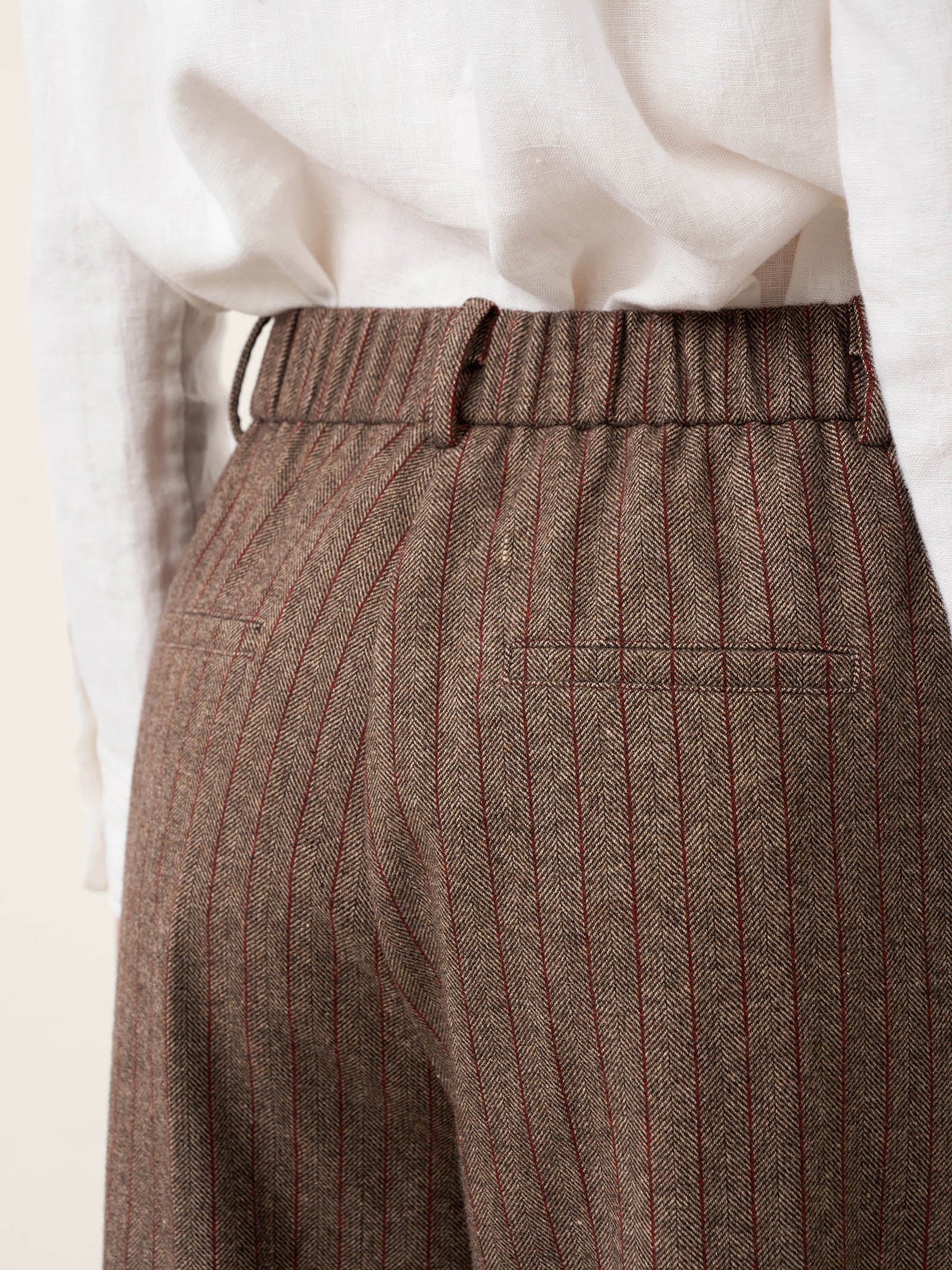 Wool Striped Tapered Tailored Trousers CASSIOPEIA by LINTICO for women