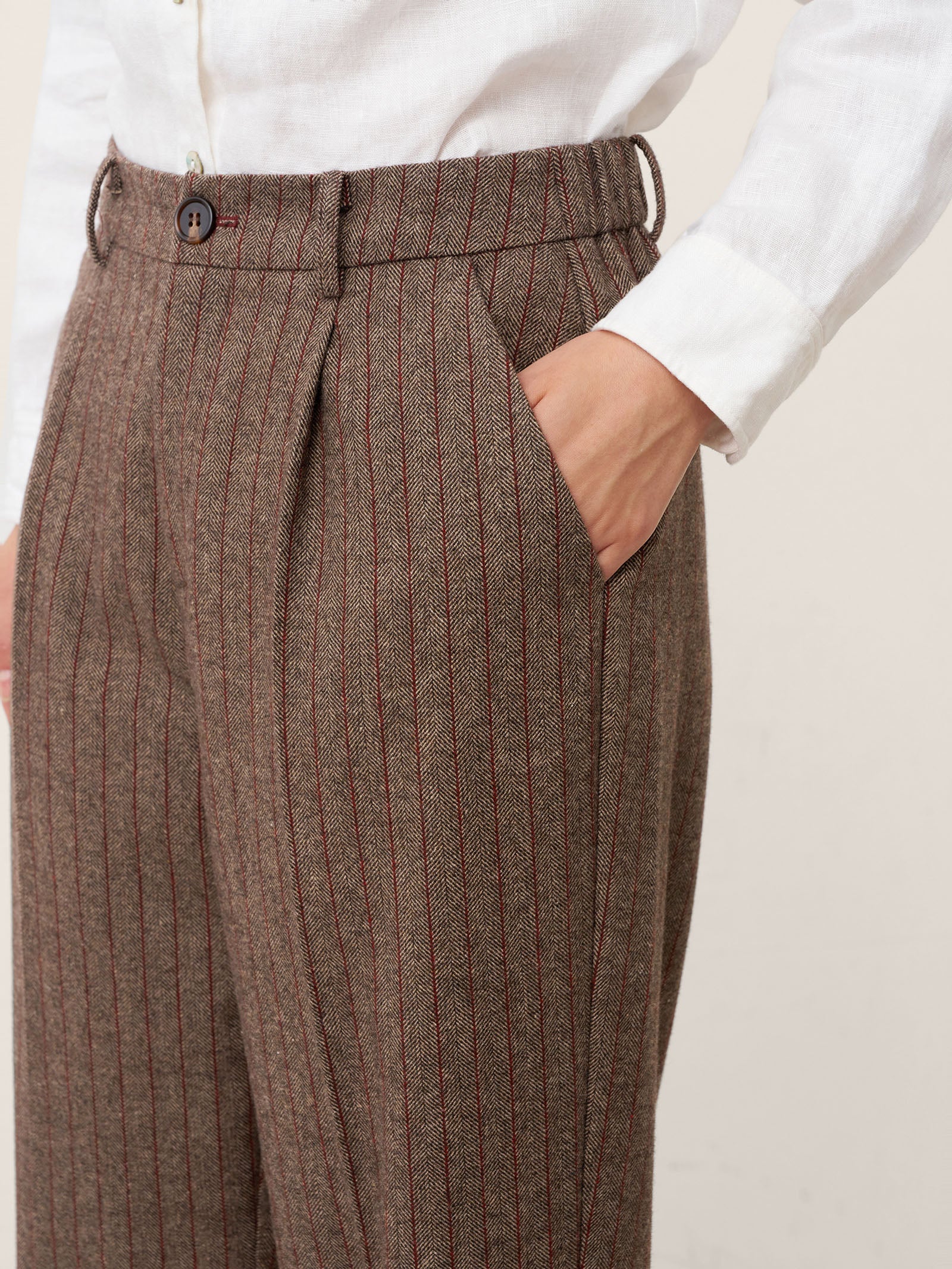 Wool Striped Tapered Tailored Trousers CASSIOPEIA by LINTICO for women