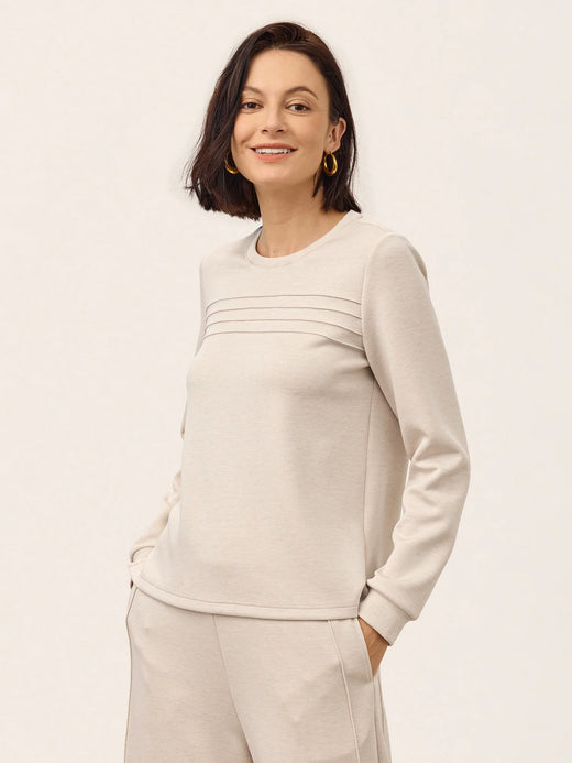 Wool Accordion Pleat Long Sleeve Top ORABEL