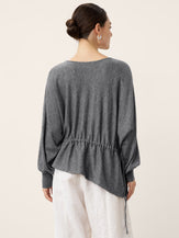 Merino Wool Asymmetric Drawstring Hem Loose Top WREN by LINTICO for women