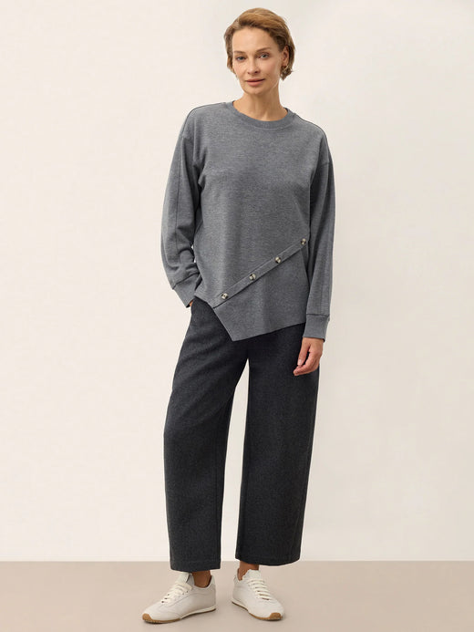 100% Cotton Corduroy Elastic Waist Curved Leg Pants ROMILLY