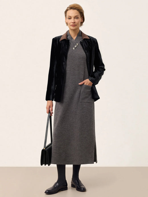 Silk Velvet Contrast Collar Blazer HENRIETTA