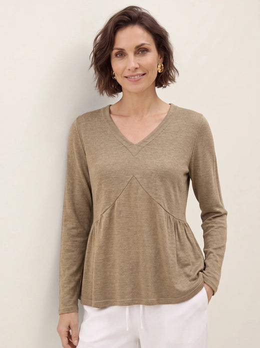 Wool Diagonal Seam Peplum Knit Top ROSINA