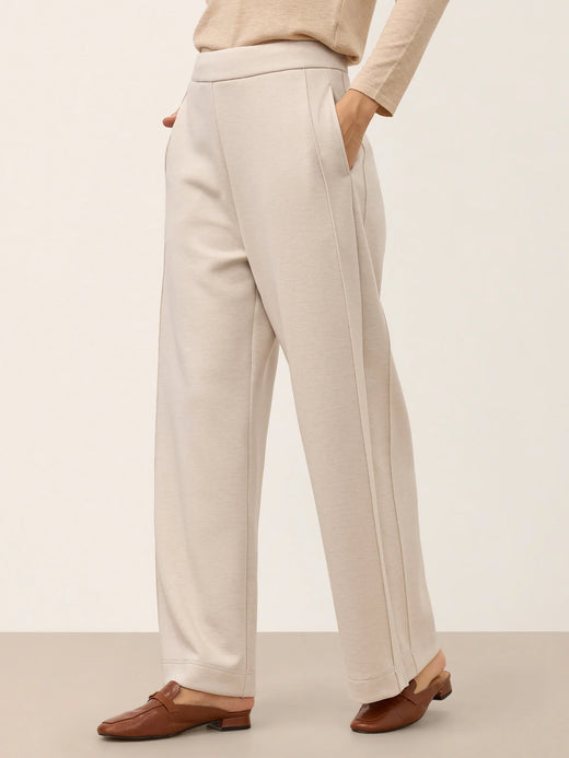 Lyocell Wool Mid Rise Sculpted Seam Straight Leg Pants RAVELLA