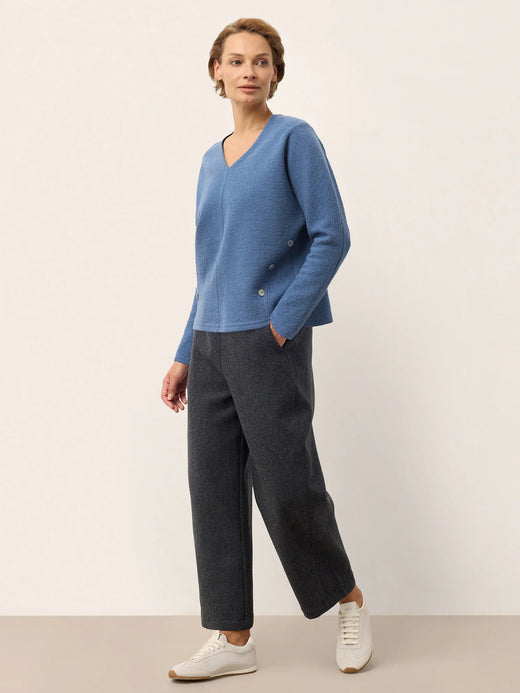 100% Cotton Corduroy Elastic Waist Curved Leg Pants ROMILLY