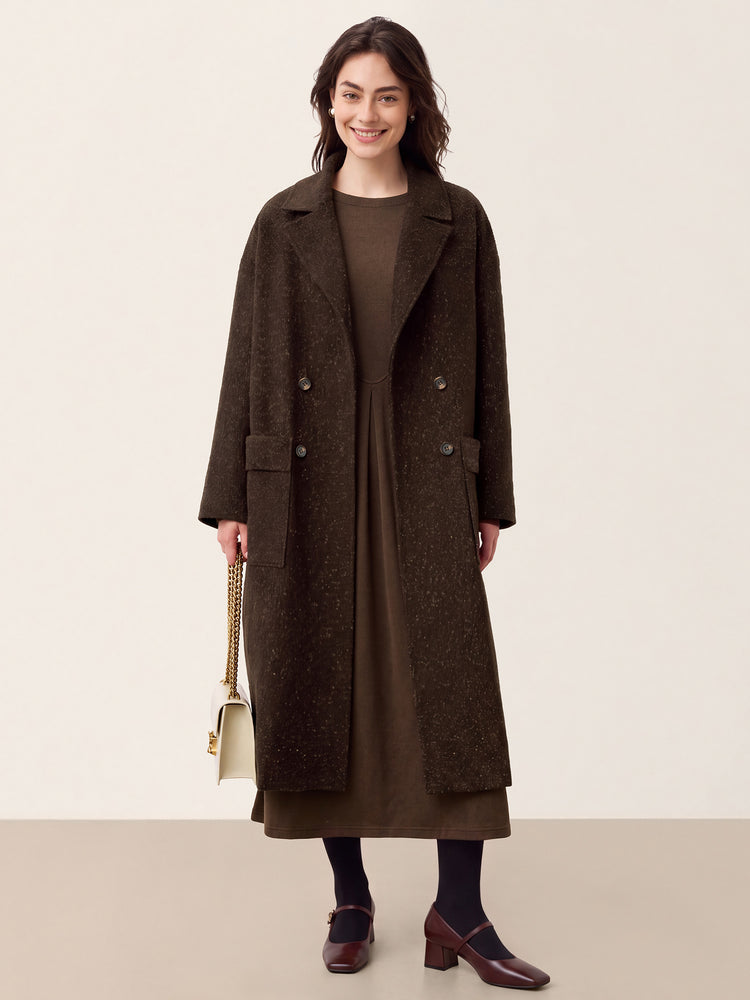Cappotto lana seta Double-Breasted Lapel SAPPHIRE