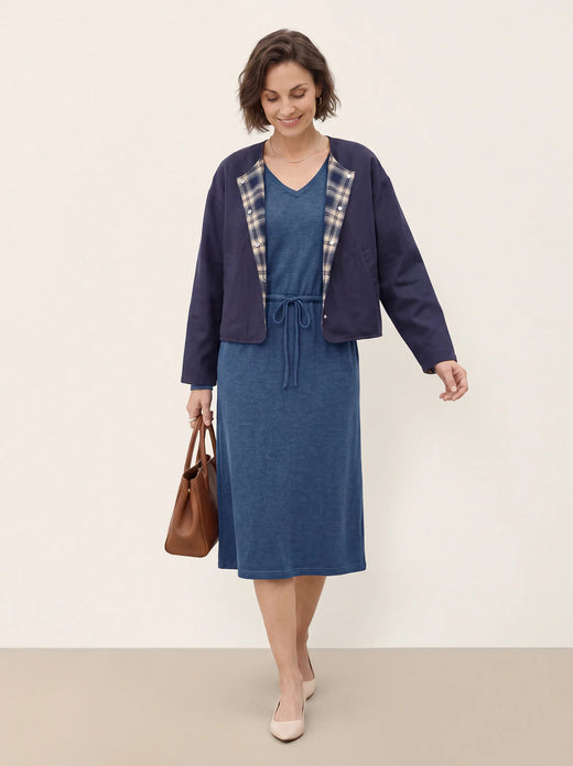 Tencel Linen Reversible Crew Neck Casual Jacket CHLOE