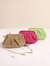 Woven Straw Crossbody Bag with Chain Strap by LINTICO for women