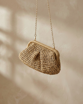 Woven Straw Crossbody Bag with Chain Strap by LINTICO for women