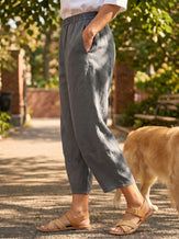 100% Linen Crop Pants RORY by LINTICO for women