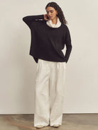 Cashmere V-Neck Textured Oversized Sweater With Asymmetrical Structural Design