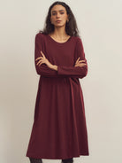 Merino Wool Waist Shirring-Detail Dress