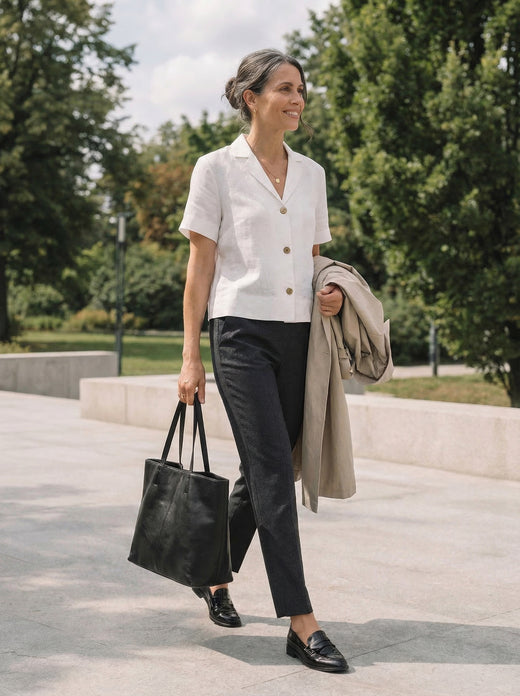 Pantalon droit raccourci en lin sur mesure LOGAN