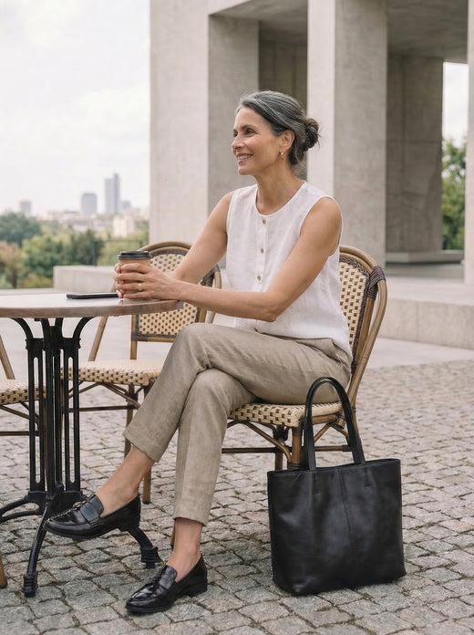 Linen Tailored Straight Cropped Pants LOGAN