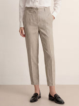 Linen Tailored Straight Cropped Pants LOGAN by LINTICO for women