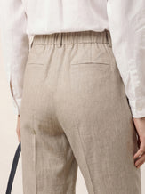 Linen Tailored Straight Cropped Pants LOGAN by LINTICO, model styling for women