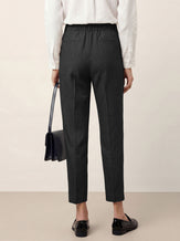 Linen Tailored Straight Cropped Pants LOGAN by LINTICO for women