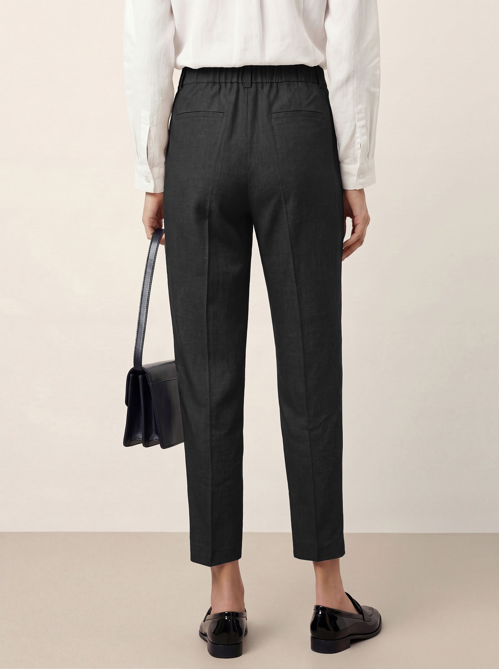 Linen Tailored Straight Cropped Pants LOGAN by LINTICO for women