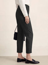 Linen Tailored Straight Cropped Pants LOGAN by LINTICO for women