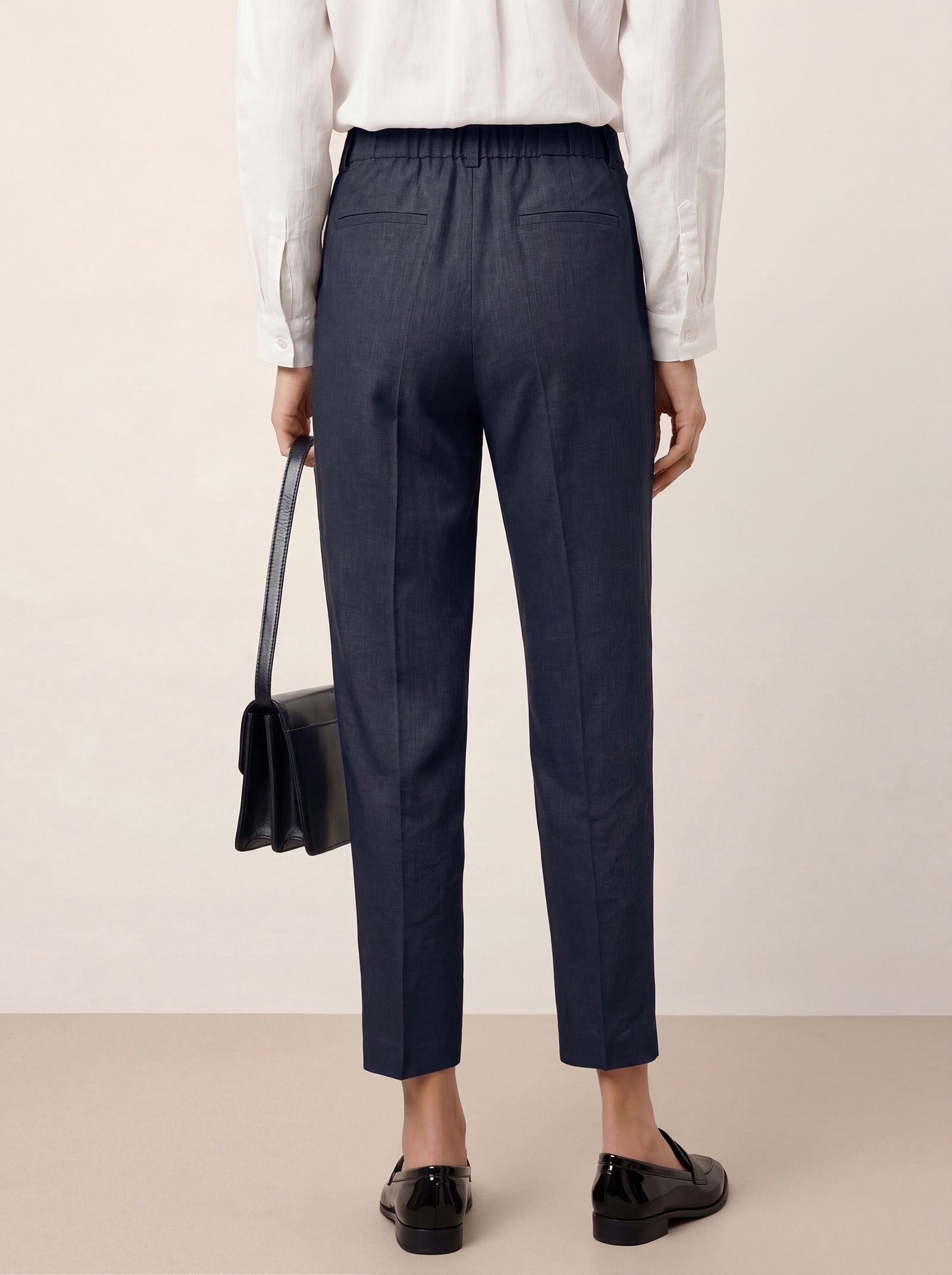 Linen Tailored Straight Cropped Pants LOGAN by LINTICO for women