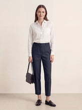 Linen Tailored Straight Cropped Pants LOGAN by LINTICO for women