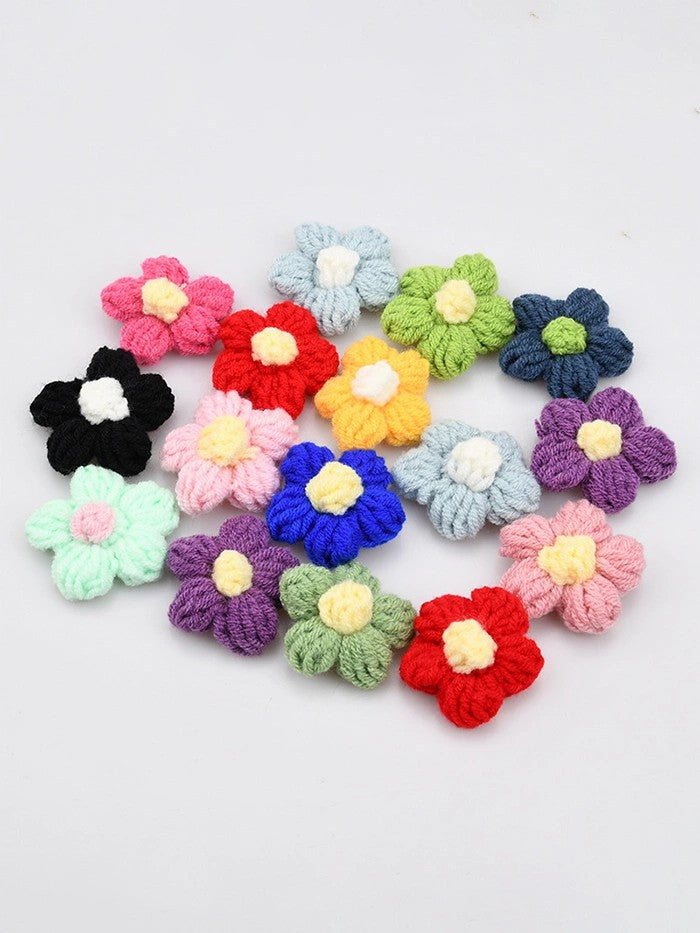 Hand Knitted Yarn Flowers
