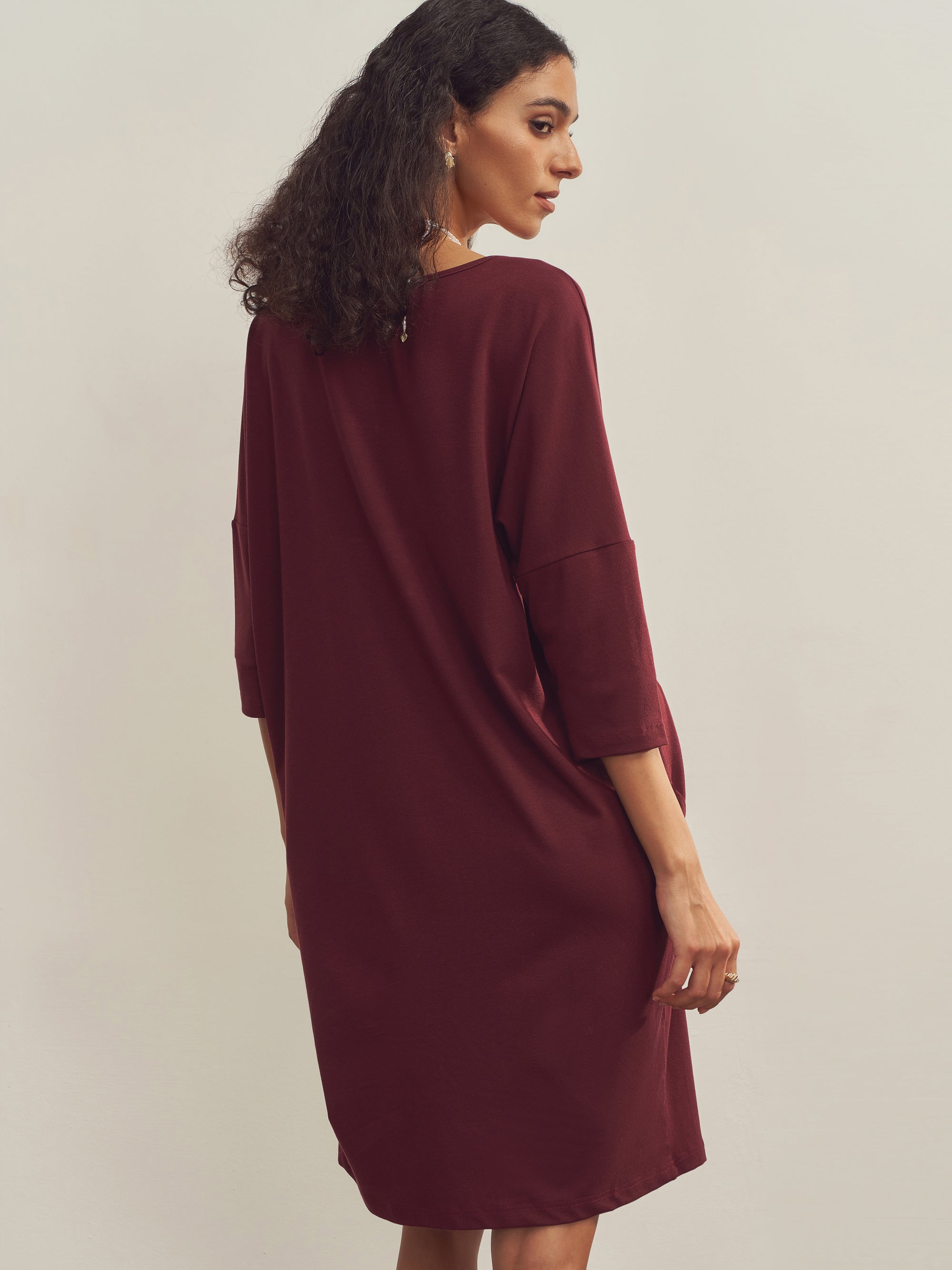 Merino Wool Waist Tuck-Detail Dress