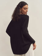 Cashmere V-Neck Textured Oversized Sweater With Asymmetrical Structural Design