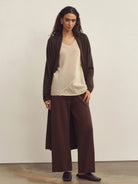 Merino Wool Ribbed Long Cardigan With Pockets