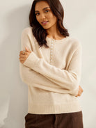 100% Mongolian Lightweight Cashmere Henley Sweater Annelise