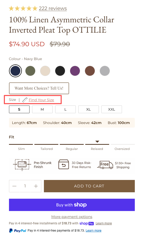 1. Where can I find your size charts?
