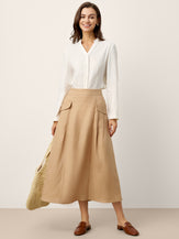 100% Linen Flap Pocket A-Line Skirt IANTHE by LINTICO for women