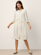 Linen-Lyocell Deconstructed Asymmetric Front Pleat Mini Dress EULALIE by LINTICO for women